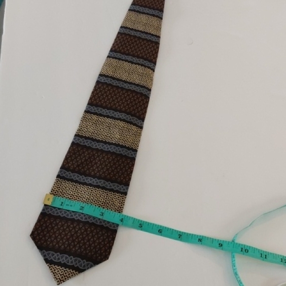 Gian Franco Ferretti Brown / Cream Patterned Mens Silk Neck Tie Sz. 56' X 4 - Picture 4 of 5